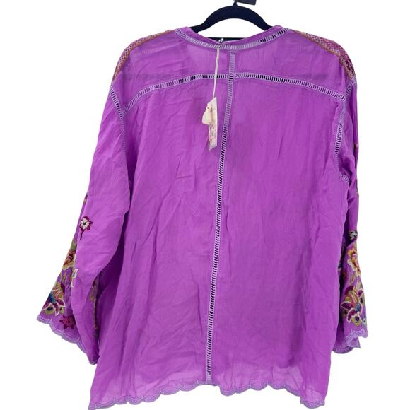 Johnny Was Women's Embellished Maude Blouse Long Sleeve Purple Size PXL NWT - Picture 7 of 12